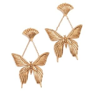 Oscar de la Renta Gold Butterfly Drop Earrings